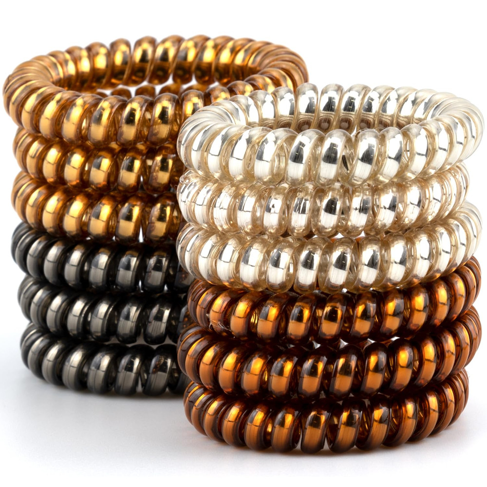 12 Pack Spiral Hair Ties for Women & Teens – No Crease, Waterproof Coils