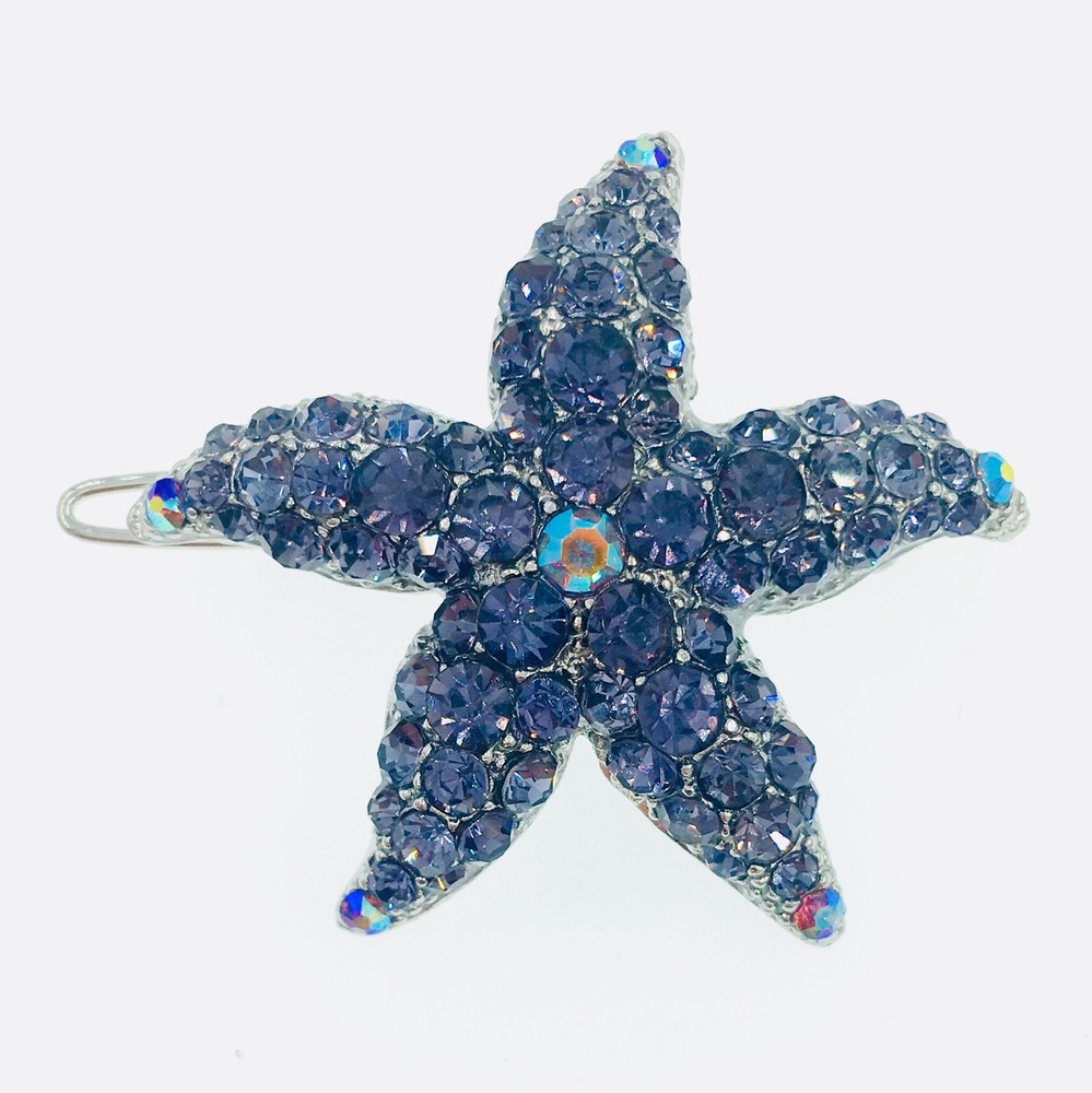 USA Starfish Hair Clip use Swarovski Crystal Hairpin Seastar Mermaid Purple #5