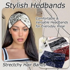 ZUYASEZ 4 Pack Wide Headbands for Women Paisley Twist Hair Bands Stretchy Cro…