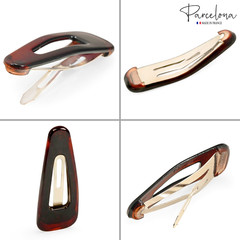 Parcelona French Mini Set of 4 Small 1.25″ Celluloid Snap Hair Pins for Women