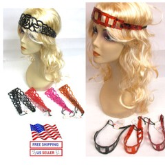 LOT OF 12,24 Hair Band –2 INCH WIDE FLORAL or SQUARE DESIGN RUBBER HEAD BAND