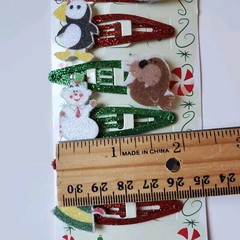 Scunci Elf Holiday Buddy Hair Tie Original SCRUNCHIE & Snap Clips 6 Pc Barrettes