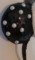 Minnie Mouse Ears Black Sequins White Bow Mickey NEW