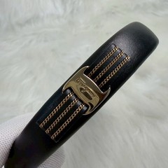 Salvatore Ferragamo Leather & Metal Black Headband from Japan