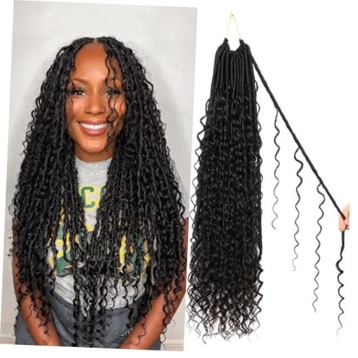 8 Packs Goddess Faux Locs Crochet Hair-24 Inch Boho Soft 24 Inch(Pack of 8) #1B