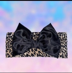 Leopard Yoga Headband, Big Bow Headband, Animal Print Headband, Big Bow Leopard