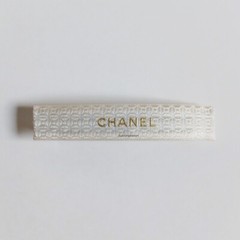 Authentic Chanel Ivory Gold festive ornament pattern new ribbon gift
