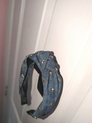 Denim Knot Headband Wth Studded Small Stars