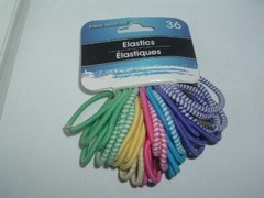 BASIC SOLUTIONS 36 MULTI COLOR ELASTIC PONYTAIL HOLDERS HAIR TIE ACCESSORY