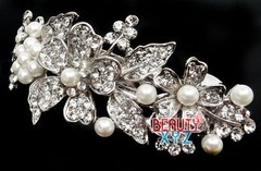 beautiful elegant wedding bridal barrette pearl and crystal hair clip for party