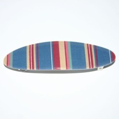 Barrette Metal Hair Clip Blue Pink Beige Rockabilly Stripes Print Made in France
