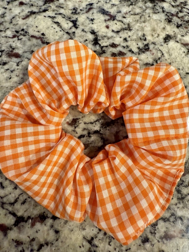 Orange Gingham Hair Scrunchie