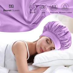 2 Pcs Silk Bonnet for Sleeping, Satin Bonnet Adjustable Hair Bonnet-Purple/Lilac