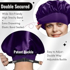 2 Pcs Silk Bonnet for Sleeping, Satin Bonnet Adjustable Hair Bonnet-Purple/Lilac