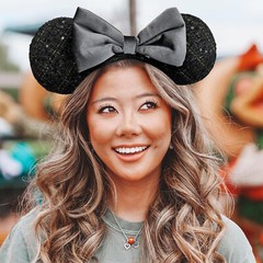 Tokyo Disney- Resort Black Gray Ribbon Bow Headband Minnie Mickey Mouse Ears