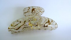 Long clear light gray iridescent abalone sea shell effect hair claw clip