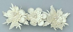 IVORY FAUX LEATHER FLOWER BARRETTE FAUX PEARLS FREE USA SHIPPING