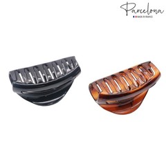 Parcelona French Crescent Cutout Shell Brown and Glossy Black Small 2 3/4″ Cellu