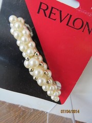 Vintage 1996 Revlon by Goody Hair Clip Faux Pearls 3.5″