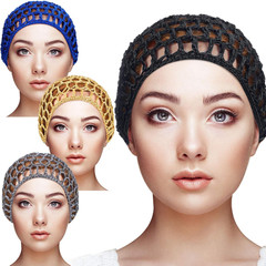4 Pieces Mesh Crochet Hair Net Rayon Knit Snood Hat Thick Short Women Hairnet Sn