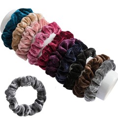 KINGMAS 10 Pcs Hair Ties Velvet Scrunchies, Elastic Flannelette Hair Bands Scrun