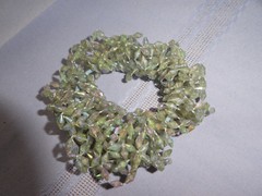3 HAND  CRAFTED, HAIR SCRUNCHIES BEADED ART PONY HAIR DECOR PASTELS BOUTIQUE