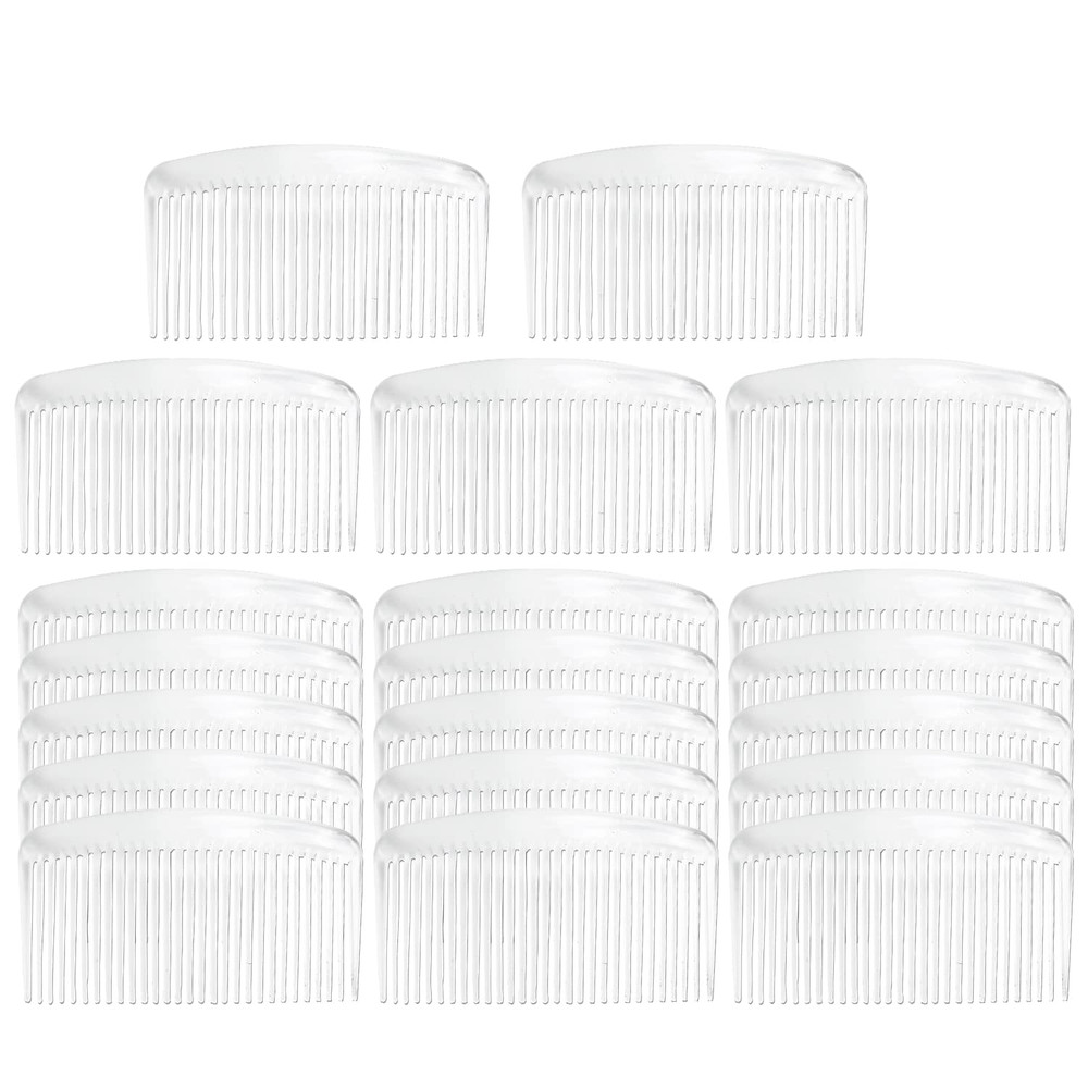 20 Pack Clear White Large Plastic Hair Side Comb With Long Teeth Hairpins Grips