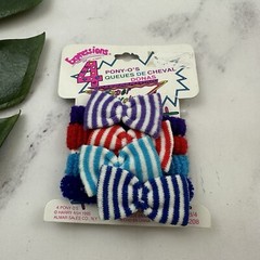 Expressions Almar Vintage 90s Hair Pony O’s Ties New Striped Colorful Set of 4