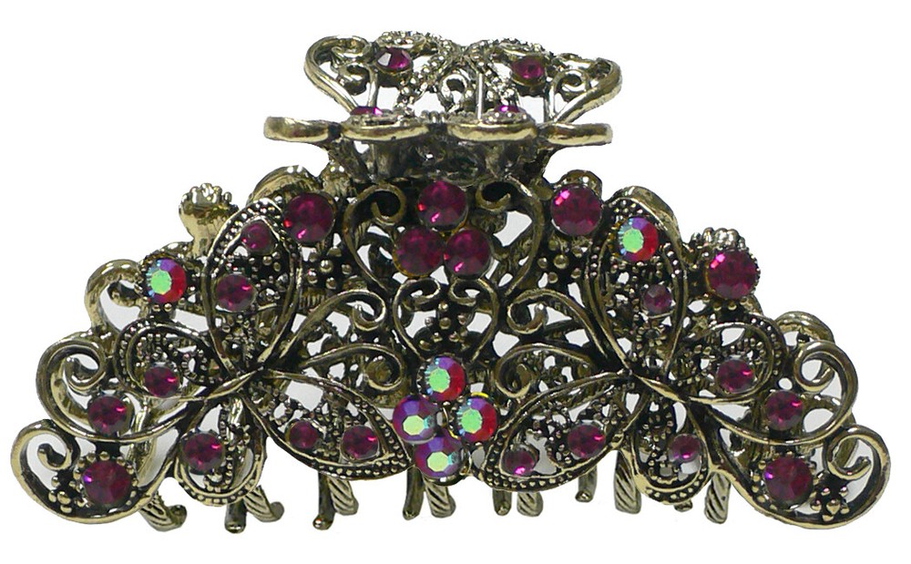 Metal Jaw Claw Clip Butterfly Design Antique Gold Plating Thickhair RW86410-6132