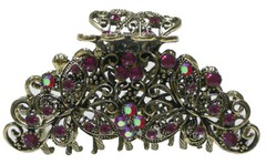 Metal Jaw Claw Clip Butterfly Design Antique Gold Plating Thickhair RW86410-6132