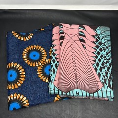Ankara African Print fabric 22×70 Headwrap Scarf Lot Of 2 serged edge