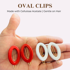 Parcelona French Eggie Oval Shell Mini Side Slide Barrette Hair Clips – 4 Pieces