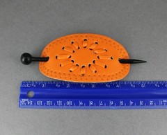 Orange faux leather slide hair pin stick barrette accessory hairpin Starburst