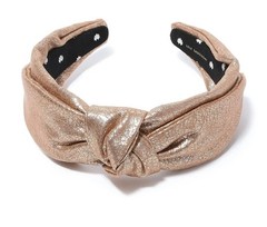 Lele Sadoughi Veronica Knotted Vegan Leather Headband Gold Metallic Designer NWO
