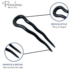 Parcelona French Mystic Large 3″ Celluloid Chignon U Shaped Hair Pins(Set of 2)