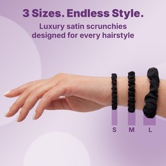 Goody Ouchless Black Satin Scrunchies 5 Ct – FrizzFree, Creaseless Hair Ties