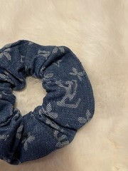 Designer Inspired Monogram Dark DenimHair Accessories Scrunchie ~ NEW