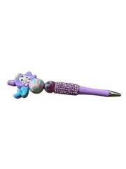 Kawaii Mermaid Pen – Purple Hair, Rhinestones & Pastel Beads, Cute Fantasy Stati