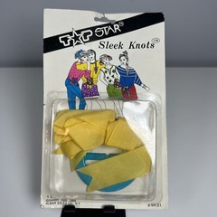 Vintage Top Star Yellow Sleek Knots Hair Bow 1988 Retro 80’s NOS
