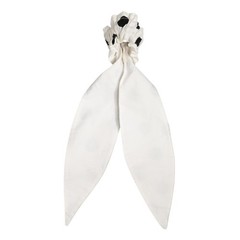 DOLCE & GABBANA Hair Scrunchie White Cotton Polka Dot Scarf Tie Accessory 450usd