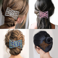 6 Pieces Magic Hair Comb Elastic Beaded Hair Clips Women Stretchy Bride Double S