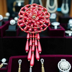 Handmade Beaded Hair Clip Pink Flower Statement Barrette Festival Boho Jewelry