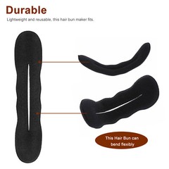 4pcs Black Magic Foam Sponge Bun Maker Hair Donut Ponytail Clip Twist Sock Tool