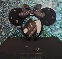 Loungefly Disney Minnie Mouse Black Minnie Ears Headband Bow Swarovski Crystals