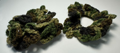 Handmade Camouflage Crochet Scrunchies – Set of 2 Stretchy Hair Ties, New