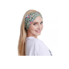 Paisley Flower Boho Twist Knot Bow Wide Cotton Stretch Headband Turban (Choose)