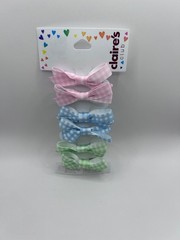Set of 4 Gingham Bow Hair Clips in Pink, Blue, and Green