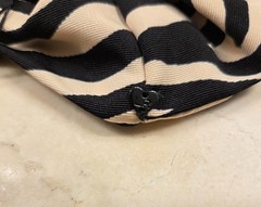 Loeffler Randall Zebra Print Hair Scrunchie Black Beige NWT
