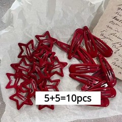 10 Pcs/Lot New Red Star Snap Clip for Girl Waterdrop Barrettes Black Hairpin