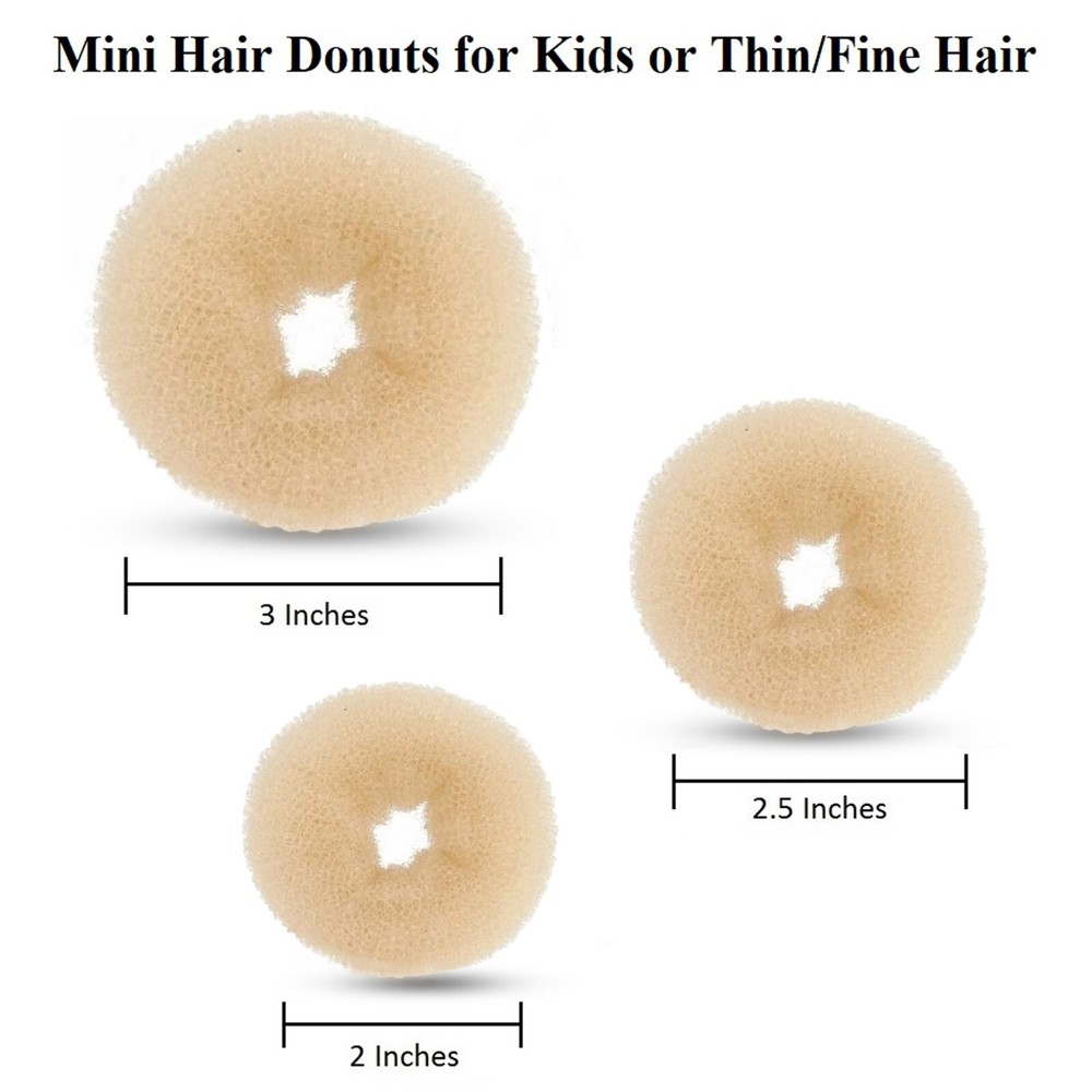 3pcs Mini Kids Hair Donuts Bun Maker Chignon Ballet Dance Sock Bun Beige Blonde